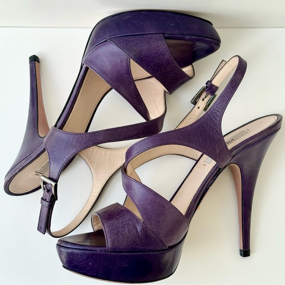 Prada Leather Cutout Accent Slingback Heels Size 7.5 👠 - Picture 8 of 12